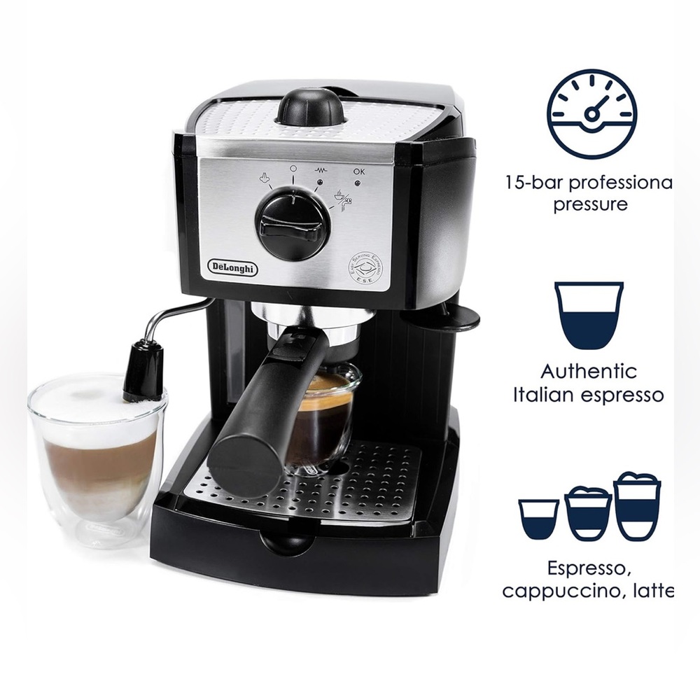 DeLonghi EC155 15 Bar Espresso and Cappuccino Machine, Black